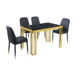 Windsor MDF Marble Effect High Gloss Windsor Dining Table (No Chairs Included) with Optional Gold Or Black Frame