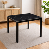 Amber Stone Top Dining Table In Black, Grey & White