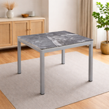 Amber Stone Top Dining Table In Black, Grey & White