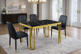 Windsor MDF Marble Effect High Gloss Windsor Dining Table (No Chairs Included) with Optional Gold Or Black Frame