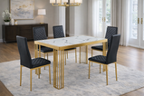 Windsor MDF Marble Effect High Gloss Windsor Dining Table (No Chairs Included) with Optional Gold Or Black Frame