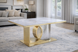 Louis Modern Hammered Design Dining Table, Sintered Stone Top , Black, Grey Or White