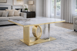 Louis Modern Hammered Design Dining Table, Sintered Stone Top , Black, Grey Or White