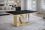Louis Modern Hammered Design Dining Table, Sintered Stone Top , Black, Grey Or White