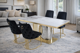 Louis Modern Hammered Design Dining Table, Sintered Stone Top , Black, Grey Or White
