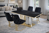 Louis Modern Hammered Design Dining Table, Sintered Stone Top , Black, Grey Or White