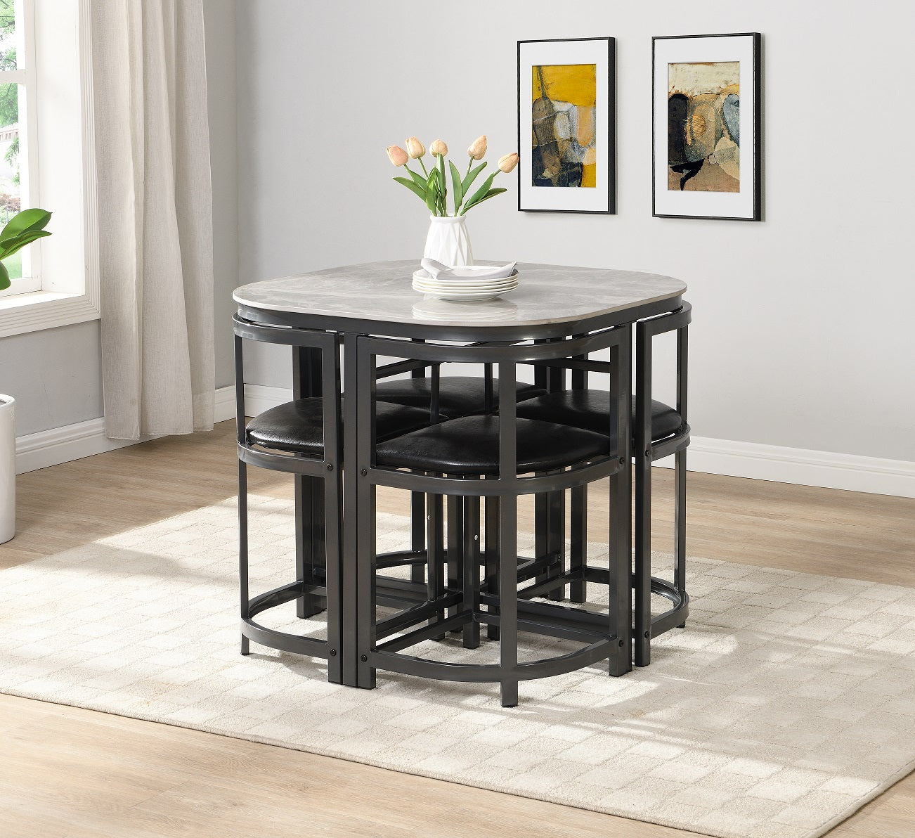 Ace Modern Space Saving 4 Seater Compact Dining Set – 7 Star Furniture
