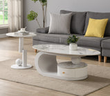 Florida Modern Stone-Top Coffee Table With Storage – White, Grey