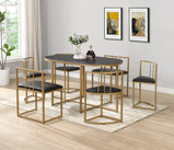 Madrid Modern 6-Seater Dining Table Set With 6 Chairs  – Stone Top with Elegant Metal Frame