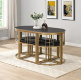 Madrid Modern 6-Seater Dining Table Set With 6 Chairs  – Stone Top with Elegant Metal Frame