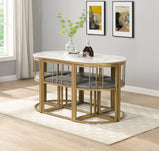 Madrid Modern 6-Seater Dining Table Set With 6 Chairs  – Stone Top with Elegant Metal Frame