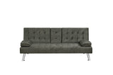 James Modern Convertible Sofabed with Cupholder – Black PU & Grey Fabric