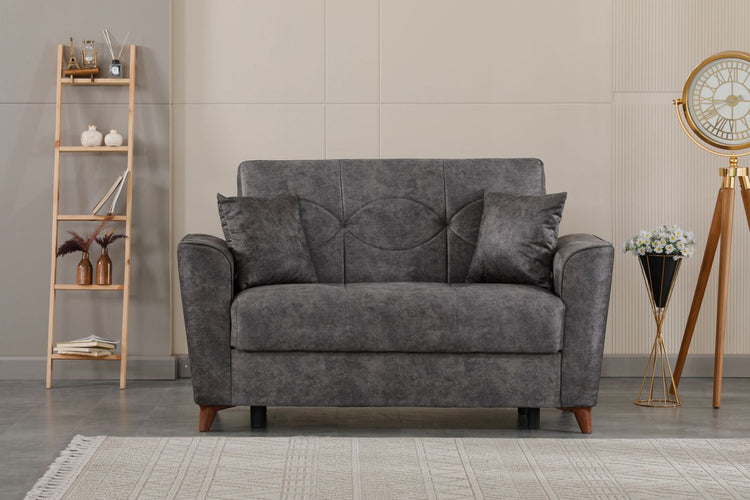 Donence Sofabed in Grey in Suede Clic clac 3 Seater Sofabed with Storage & Free 2 Cushions