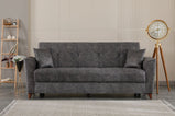 7star Donence Sofabed in Grey in Suede Clic clac 3 Seater Sofabed with Storage & Free 2 Cushions