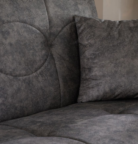 7star Donence Sofabed in Grey in Suede Clic clac 3 Seater Sofabed with Storage & Free 2 Cushions