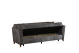 7star Donence Sofabed in Grey in Suede Clic clac 3 Seater Sofabed with Storage & Free 2 Cushions