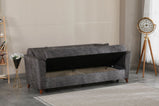 7star Donence Sofabed in Grey in Suede Clic clac 3 Seater Sofabed with Storage & Free 2 Cushions