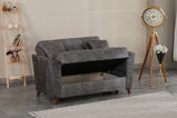 7star Donence Sofabed in Grey in Suede Clic clac 3 Seater Sofabed with Storage & Free 2 Cushions