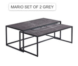 Mario  Set of 2 Piece Coffee Table Set In White , Black And Grey