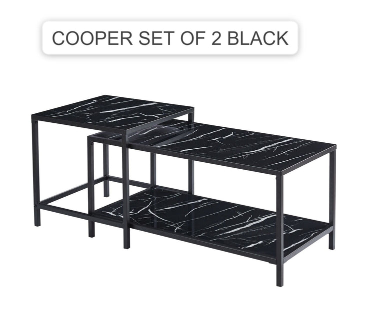 Cooper Set of 2 Piece Coffee Table Set In White , Black And Grey