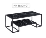 Ivy  Coffee Table With Bottom Shelf In White , Black And Grey