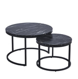 Circle / Round Coffee Table or Set of 2 Side Table or Nesting Table with Gold or Black Frame and MDF Top, for Living Room, Bedroom, Balcony