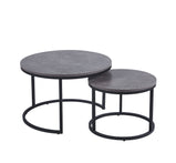 Circle / Round Coffee Table or Set of 2 Side Table or Nesting Table with Gold or Black Frame and MDF Top, for Living Room, Bedroom, Balcony