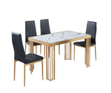 Windsor MDF Marble Effect High Gloss Windsor Dining Table (No Chairs Included) with Optional Gold Or Black Frame