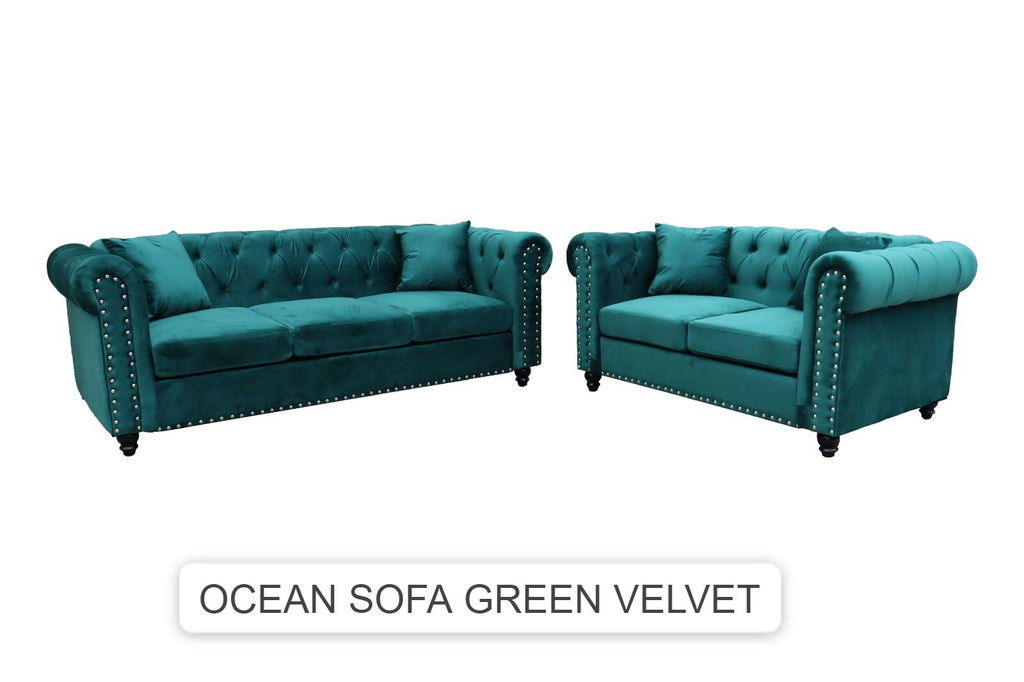Colour Sofa Set Green Blue Velvet Sofa 7Star Ocean Chesterfield