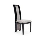 Raphael Modern High Back Dining Chair, Grey Fabric, High Gloss Wood