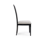 Raphael Modern High Back Dining Chair, Grey Fabric, High Gloss Wood