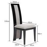 Raphael Modern High Back Dining Chair, Grey Fabric, High Gloss Wood