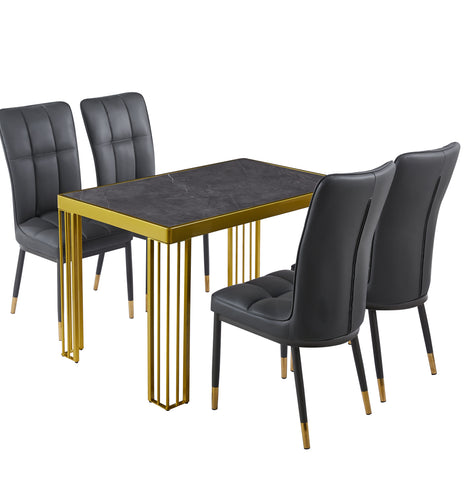 Windsor MDF Marble Effect High Gloss Windsor Dining Table (No Chairs Included) with Optional Gold Or Black Frame