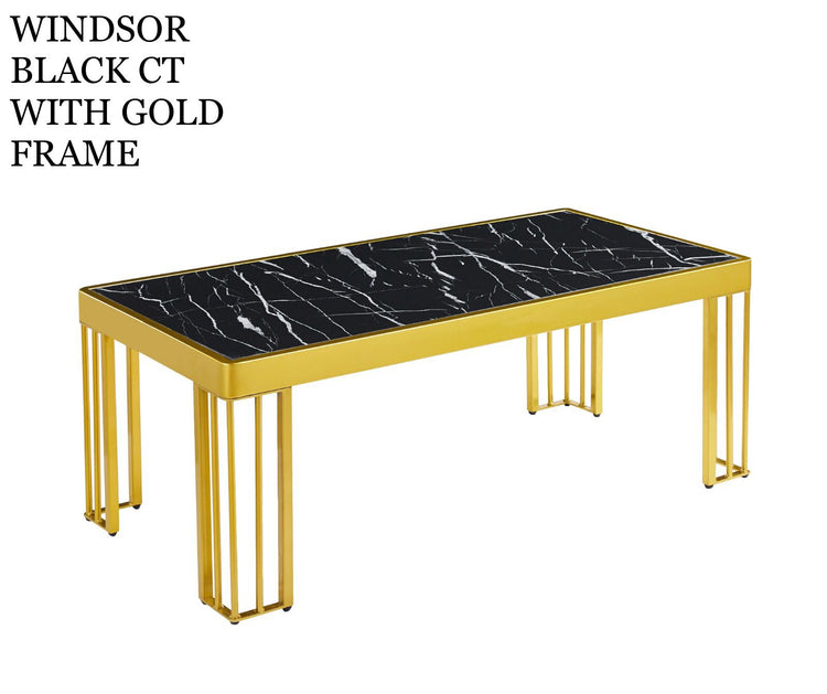 Windsor Black, Grey Coffee Table with Optional Gold Or Black Frame