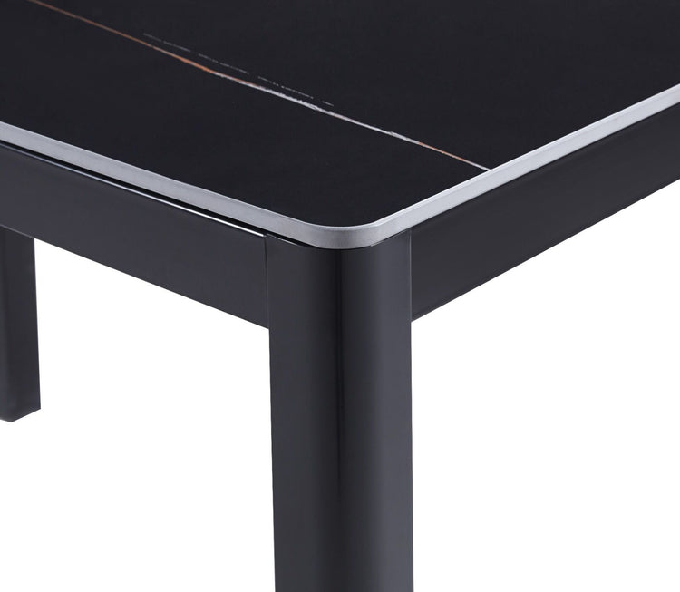 Amber Stone Top Dining Table In Black, Grey & White